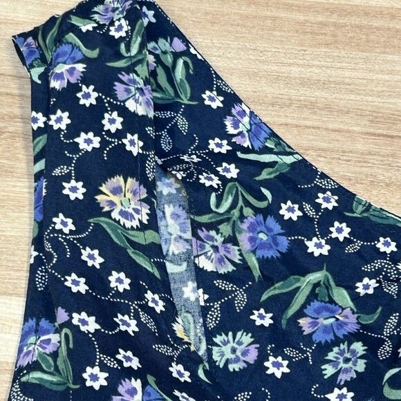 Katy D Dress Womens 14/16 Jumper Dress Pockets 90s Floral Blue Purple Midi Dress - Picture 4 of 9